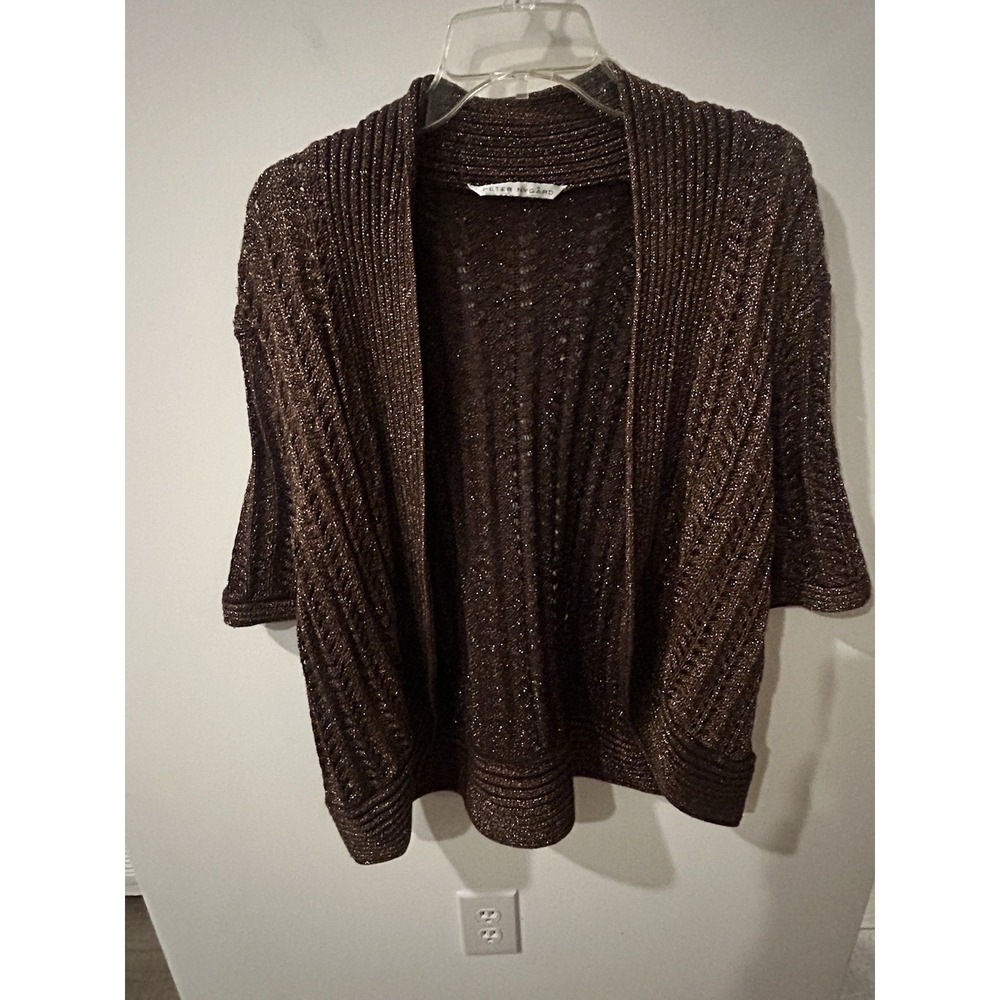 Peter Nygard Open Front Bronze Metallic Shrug